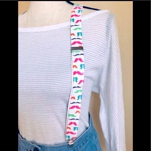 Retro Neon Mustache Suspenders, Multicolored & Adjustable